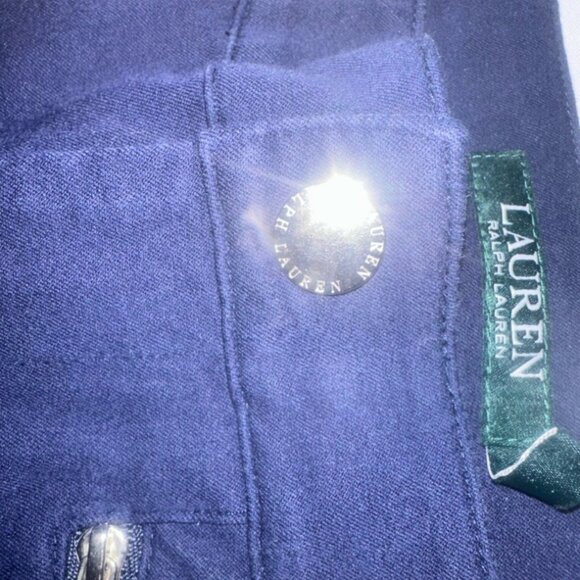 uren 6p retro zipper front pants navy blue stretchy - Picture 3 of 7